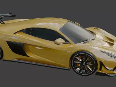 Generic Supercar Yellow 3D Model 3D model