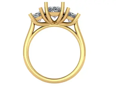 Trellis Shaped Ring with Three Oval Stones 3D print model