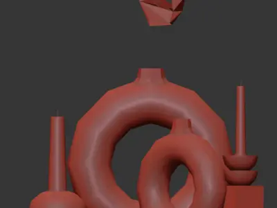 HM Stoneware Vase 3 - Light Beige - Decorative Vase 3D model