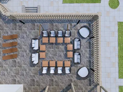 Luxury Terrace with Furniture  Low-poly 3D model