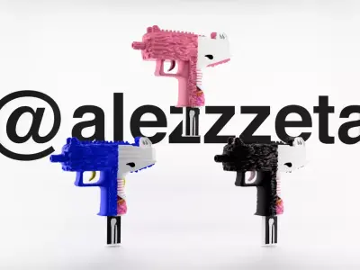 Kaws Uzi BFF Half Flayed Open Textured Low-poly 3D model