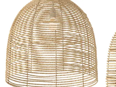 Beehive Chandelier with wicker lampshade Burke Decor 3D model