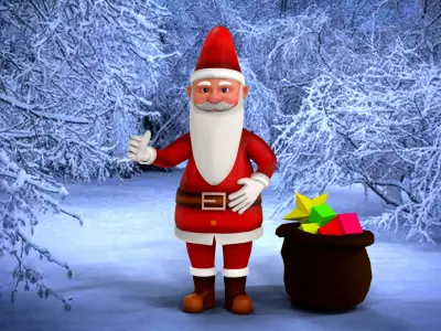 Cartoon Santa Claus with unity package Low-poly 3D model