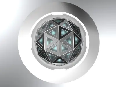 Geodesic Dome Structure Wireframe with Glass and Base Entry V2 3D model