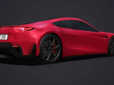 Tesla Roadster 2020 with Interior Low-poly 3D model