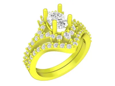 A7342 Set Oval Diamond Engagement Ring 3D Model 3D print model