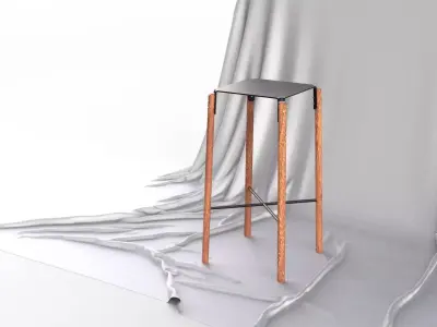 Minimalistic Scandinavian Design Bar Stool 3D model