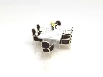 table dining and chairs 3D model 3