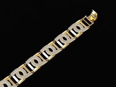 Luxury Gold Bracelet with Diamond Link Design 1348 3D print model