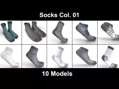 Socks  Collection 01 - 10 models 3D Model Pack