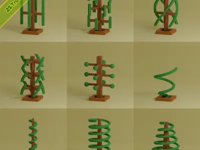 Low Poly Trees Collection - 25 trees pack 4 Low-poly 3D model