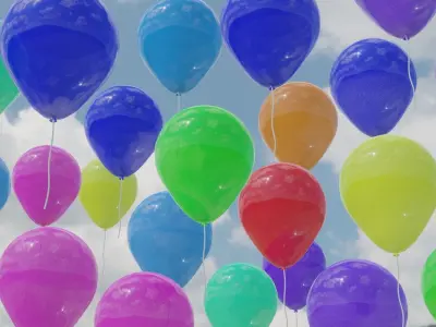 Baloons 3D model colorful balloons floating in air Free 3D model