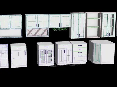 Vray and UE4 Shake Style Cabinets - 16 modular models Low-poly 3D model