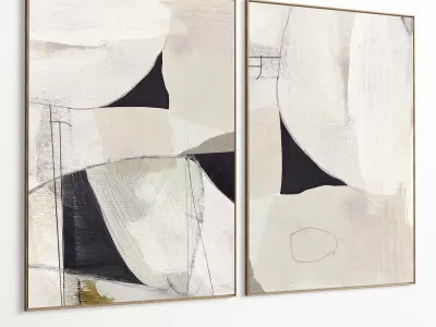 Plaster Two Photo Frame 393 Low-poly 3D model