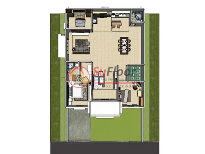 House 10x19m code 474- Sketchup 3D model 3D model 3D model