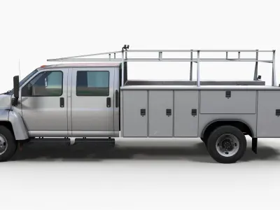 Crewcab service truck Low-poly 3D model