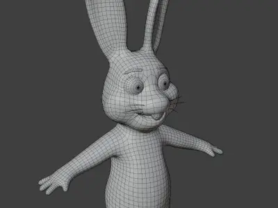 Cartoon Rabbit Rigged Base Mesh 3D Model Low-poly 3D model