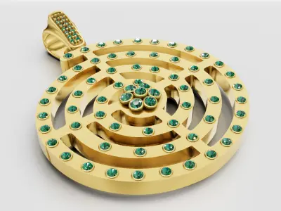 spiral gold pendant 3D printable model  3D print model