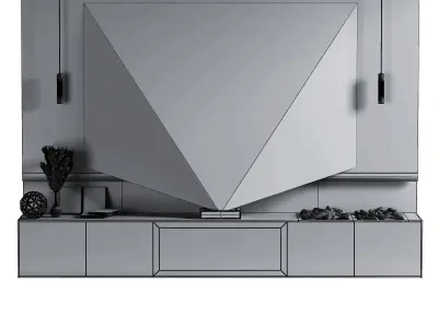 TV wall with Xiaomi laser projector Low-poly 3D model