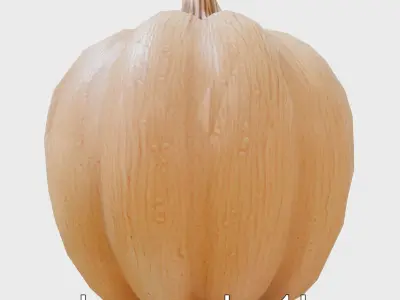 Wooden Pumpkin Sculpture with Detailed Texture Low-poly 3D model