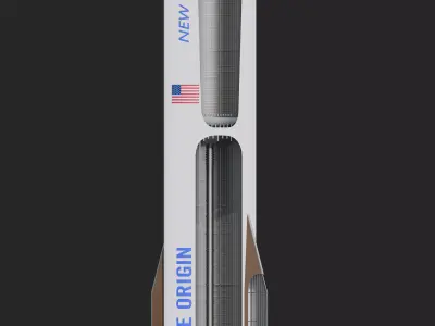 Blue Origins New Glenn Rocket  -- First stage Booster ONLY -- 3D model