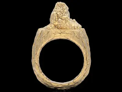 Skull rock ring  gold jewelry printable 3D model 3D print model