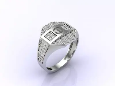 Print Ready STL 3DM  Gents Rings Diamond Men Ring  3D print model 212