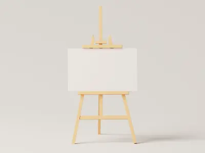 Realistic Paint Desk with Blank White Canvas Low-poly 3D model