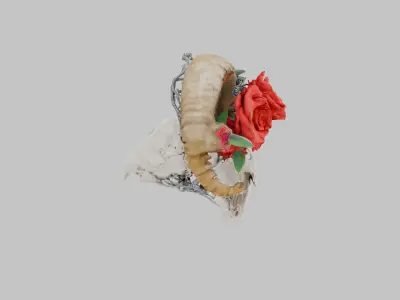 Stylized Ram Skull Emblem Low-poly 3D model