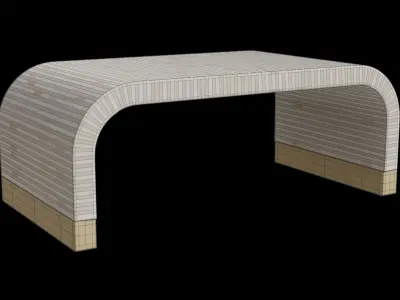 Light Beige Round Rectangle Bohemian Coffee Table Low-poly 3D model