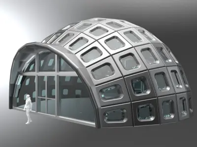 Dome Stand Alone Structure with Window Panels and entry doors 3D model