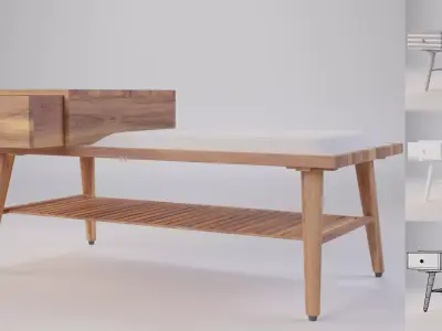 Sofa Stool With Shoe Rack 80x40x38 3D model