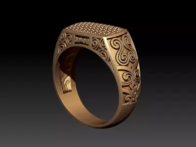 MAN RING WITH DIAMOND GEMSTONES 3D print model