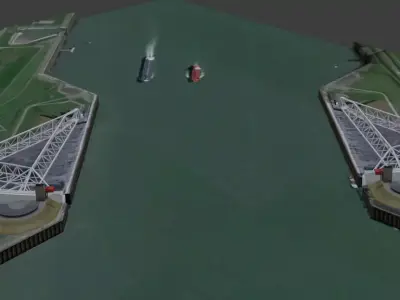  Maeslantkering storm surge barrier 3d model Low-poly 3D model