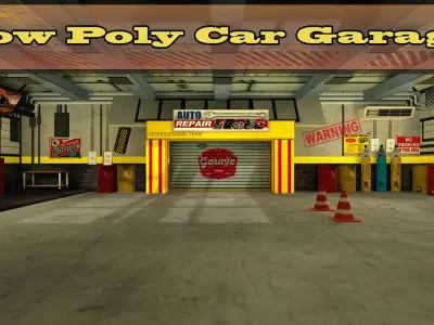 Low Poly Garage in video game Low-poly 3D model