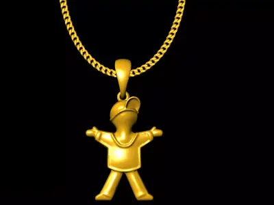 Rap kid pendant charms - one inch pendant 3D print model