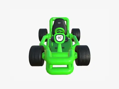 Cartoon Kart H03 Green - Vehicle Racing Design Low-poly 3D model