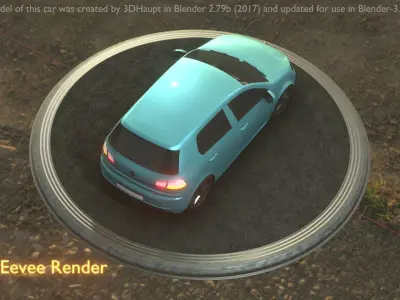 City Car 54 Compact Class Type-C Blue Low-poly 3D model