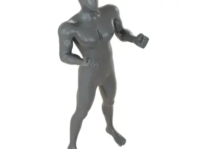 Gray male mannequin stands with clenched fists 145 3D model