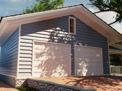 Classic style porch house garage only Low-poly 3D model