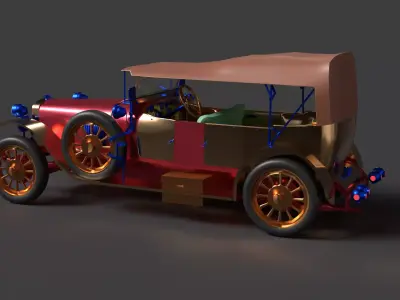 Chinese vintage car  Low-poly 3D model