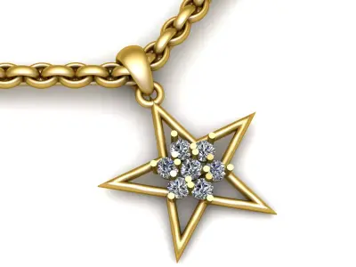 GOLDEN STAR SHAPE PENDANT 3D PRINTABLE MODEL  3D print model
