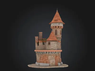 Medieval Defense Stone Tower STL OBJ 3D model