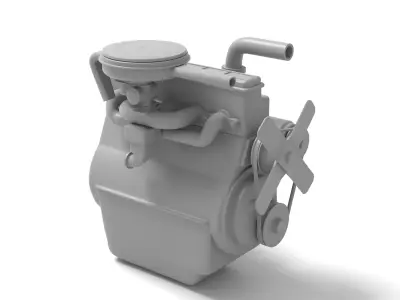 Old straight engine inline engine - print ready 3D print model