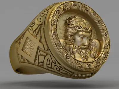 Jesus Diamond Ring 3d Print Model 3D print model