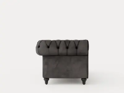 Chesterfield Luxury Velvet Sofa3 Seater Dark Gray Low-poly 3D model