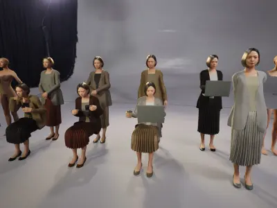 Modular Character - Asian Business Woman - FM2 Low-poly 3D model