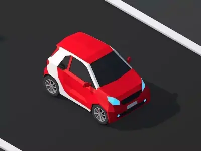 Cartoon Low Poly Smart Mini Car Low-poly 3D model