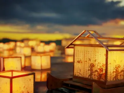 Lantern Night Scene Low-poly 3D model
