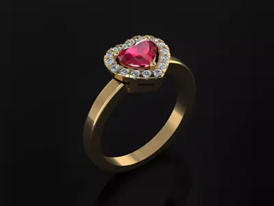 Heart Ring 3D print model 8